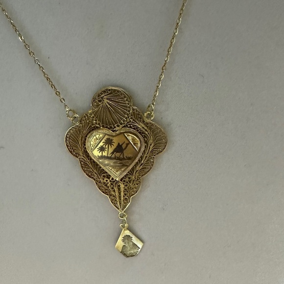 Elegant Gold plated Silver filigree Vintage Egyptian necklace - Picture 9 of 13